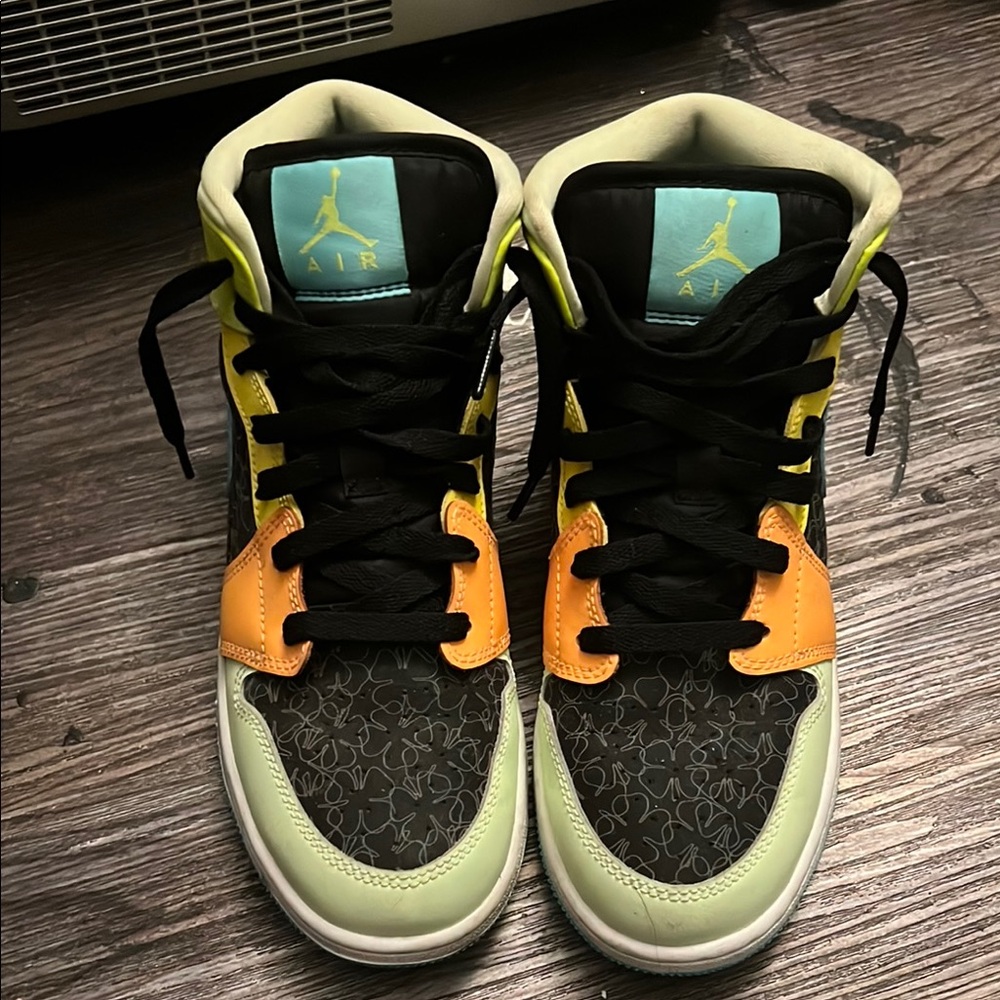 Jordan Black and Orange High-Top Sneakers with Ankle Support